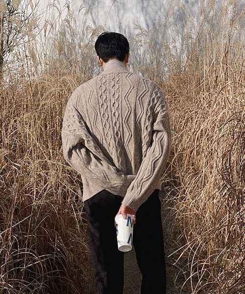 ASCLO（エジュクロ）の「ASCLO [ASCLO MADE]Fisherman Air Wool Crop Cardigan（カーディガン/ボレロ・メンズ・ブラウン/ベージュ・FREE）」の20枚目の写真
