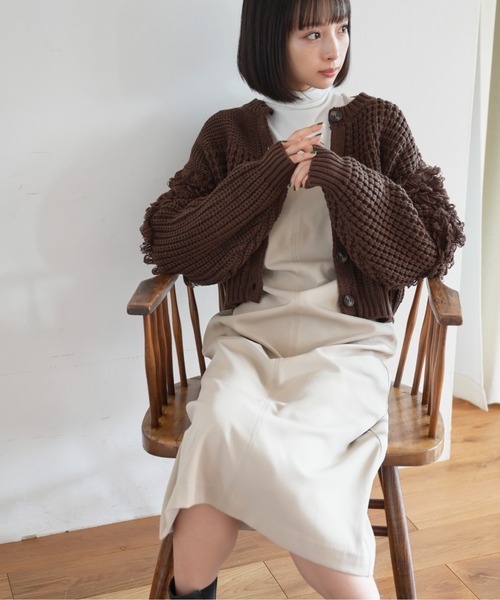 FREE'S MART（フリーズマート）の「◆編地ミックスショート丈ニットカーディガン（カーディガン/ボレロ・レディース・ホワイト/ブラウン/ベージュ・FREE）」の19枚目の写真