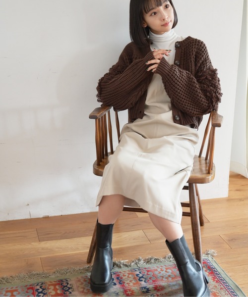 FREE'S MART（フリーズマート）の「◆編地ミックスショート丈ニットカーディガン（カーディガン/ボレロ・レディース・ホワイト/ブラウン/ベージュ・FREE）」の15枚目の写真