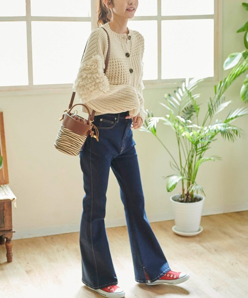 FREE'S MART（フリーズマート）の「◆編地ミックスショート丈ニットカーディガン（カーディガン/ボレロ・レディース・ホワイト/ブラウン/ベージュ・FREE）」の16枚目の写真