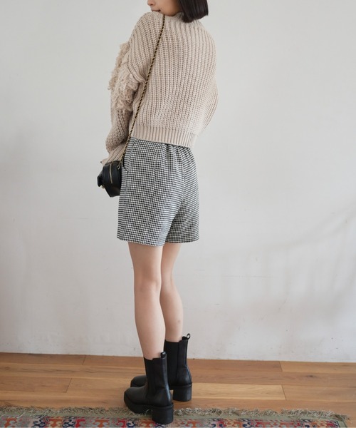 FREE'S MART（フリーズマート）の「◆編地ミックスショート丈ニットカーディガン（カーディガン/ボレロ・レディース・ホワイト/ブラウン/ベージュ・FREE）」の6枚目の写真