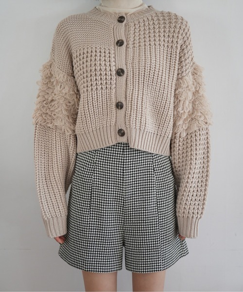FREE'S MART（フリーズマート）の「◆編地ミックスショート丈ニットカーディガン（カーディガン/ボレロ・レディース・ホワイト/ブラウン/ベージュ・FREE）」の10枚目の写真