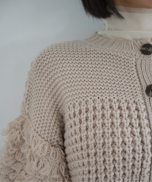 FREE'S MART（フリーズマート）の「◆編地ミックスショート丈ニットカーディガン（カーディガン/ボレロ・レディース・ホワイト/ブラウン/ベージュ・FREE）」の22枚目の写真