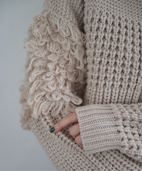 FREE'S MART（フリーズマート）の「◆編地ミックスショート丈ニットカーディガン（カーディガン/ボレロ・レディース・ホワイト/ブラウン/ベージュ・FREE）」の18枚目の写真