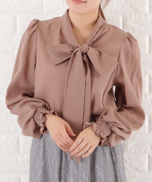 Lace Ladies(レースレディース)の「ボリューム袖ボウタイブラウス(シャツ/ブラウス・レディース・ミント/グレイッシュベージュ/ホワイト/モカ・L/S/XL/M)」の22枚目の写真