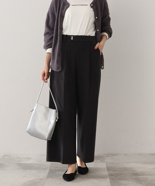 DRESKIP（ドレスキップ）の「◆【きっと虜になる】両面起毛であったか！ 滑らかタッチ ワイドパンツ（その他パンツ・レディース・ダークグリーン/ライトベージュ/サンドベージュ/ブラック・04/03/02）」の2枚目の写真