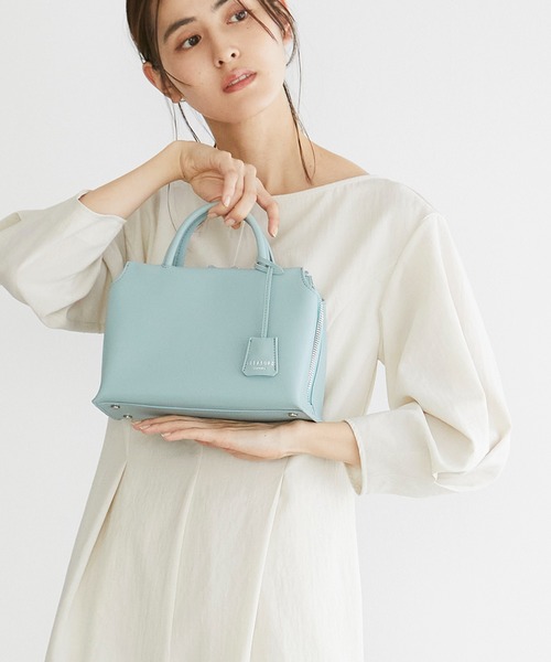 TREASURE TOPKAPI（トレジャートプカピ）の「【TREASURE TOPKAPI/トプカピ トレジャー】 スプリットレザー ファスナーポケット ショルダー付き ハンドバッグ（ハンドバッグ・レディース・グレイッシュベージュ/ブラック/グレイッシュブルー・FREE）」の3枚目の写真