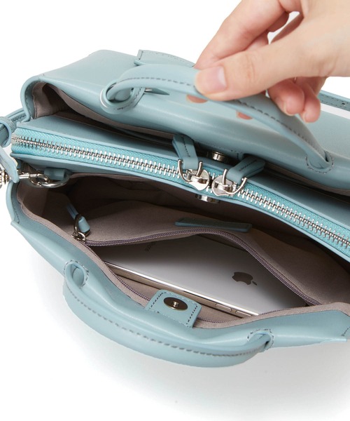 TREASURE TOPKAPI（トレジャートプカピ）の「【TREASURE TOPKAPI/トプカピ トレジャー】 スプリットレザー ファスナーポケット ショルダー付き ハンドバッグ（ハンドバッグ・レディース・グレイッシュベージュ/ブラック/グレイッシュブルー・FREE）」の20枚目の写真