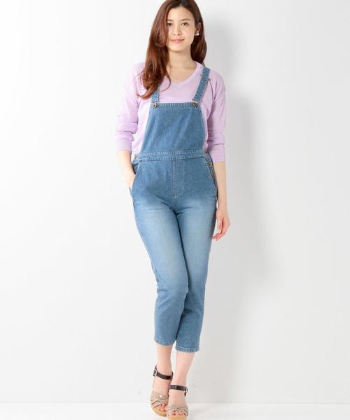 Jewel Changes（ジュエルチェンジズ）の「JCT C/PU デニム サロペット（サロペット/オーバーオール・レディース・ライトブルー/ネイビー・36/34/38）」の12枚目の写真
