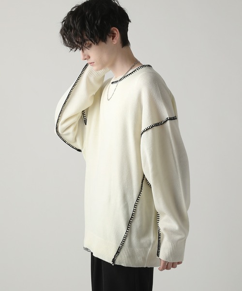 ASTRONOMY(アストロノミー)の「Buyer's Select/ハンドステッチクルーネックニット(ニット/セーター・メンズ・ホワイト系/ブラック/グレー/サックスブルー・L/M)」の12枚目の写真