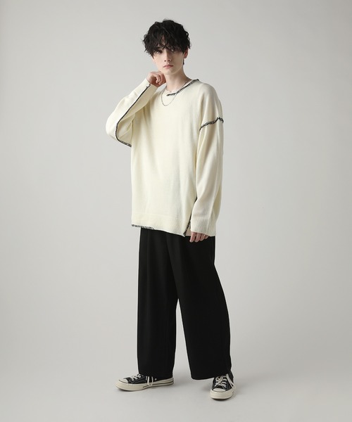 ASTRONOMY(アストロノミー)の「Buyer's Select/ハンドステッチクルーネックニット(ニット/セーター・メンズ・ホワイト系/ブラック/グレー/サックスブルー・L/M)」の22枚目の写真