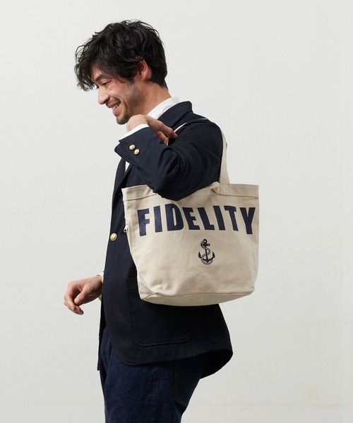 FIDELITY(フィデリティ)の「CANVAS TOTE - MEDIUM / キャンバストートバッグ(トートバッグ・メンズ・キナリ/ブラック・MEDIUM)」の2枚目の写真