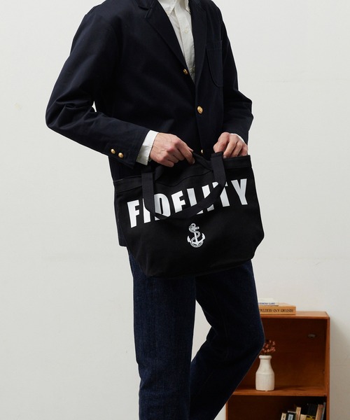FIDELITY(フィデリティ)の「CANVAS TOTE - MEDIUM / キャンバストートバッグ(トートバッグ・メンズ・キナリ/ブラック・MEDIUM)」の1枚目の写真