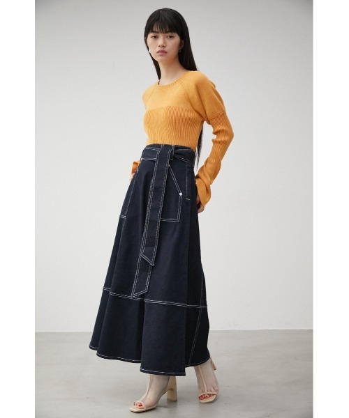 AZUL by moussy(アズールバイマウジー)の「STITCH DENIM FLARE SKIRT/ステッチデニムフレアスカート(デニムスカート・レディース・ワンウォッシュ/オフホワイト・MEDIUM/SMALL)」の22枚目の写真