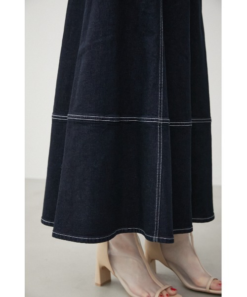 セール】STITCH DENIM FLARE SKIRT/ステッチデニムフレア