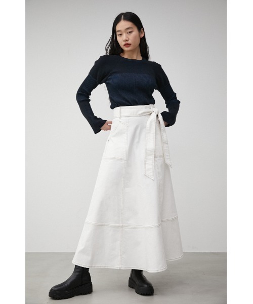セール】STITCH DENIM FLARE SKIRT/ステッチデニムフレア