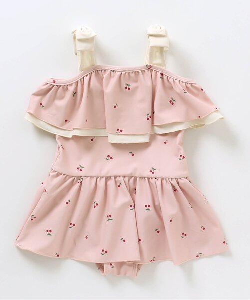 apres les cours（アプレレクール）の「【UVカット/一部リンク可能】さくらんぼ・ひまわり柄ワンピース水着（水着・キッズ・ピンク/アイボリー・140/110/80/90/100/120/130）」の6枚目の写真