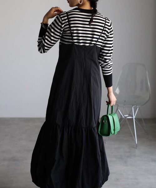 r.(アールドット)の「タフタ バルーン キャミワンピース(ジャンパースカート・レディース・ブラック/ベージュ/オフホワイト/ライトベージュ・FREE)」の15枚目の写真