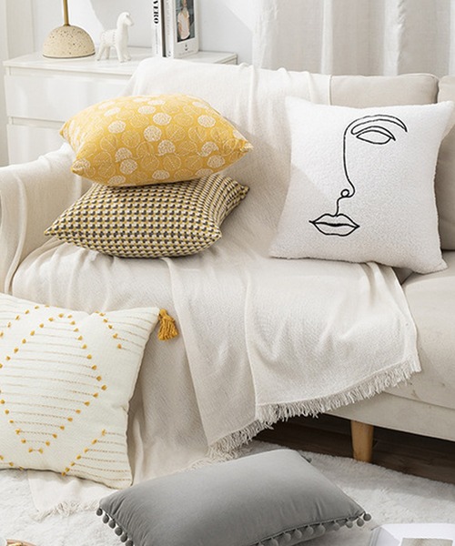 LAFFMO(ラフモ)の「クッション&クッションカバーセット 45×45(クッション/クッションカバー・レディース・アイボリー/グレー/ホワイト/イエロー・FREE)」の6枚目の写真