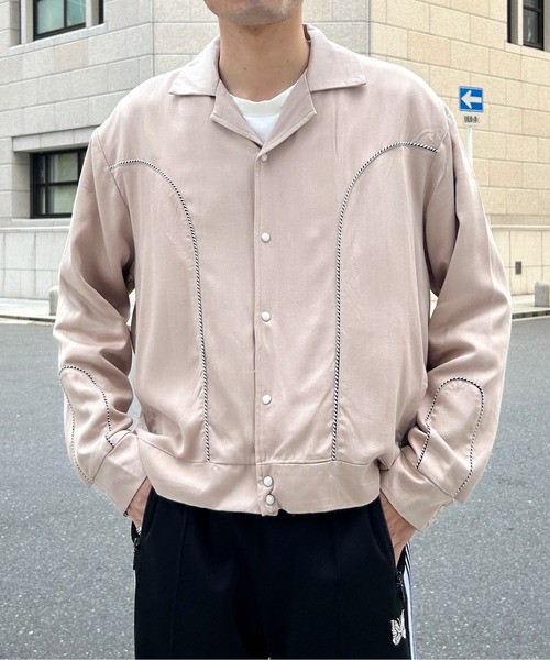 CPCM(シーピーシーエム)の「配色パイピングギャバジャケット(テーラードジャケット・メンズ・ベージュ/ブラック・MEDIUM/LARGE)」の1枚目の写真