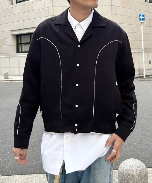 CPCM(シーピーシーエム)の「配色パイピングギャバジャケット(テーラードジャケット・メンズ・ベージュ/ブラック・MEDIUM/LARGE)」の5枚目の写真
