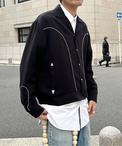 CPCM(シーピーシーエム)の「配色パイピングギャバジャケット(テーラードジャケット・メンズ・ベージュ/ブラック・MEDIUM/LARGE)」の7枚目の写真
