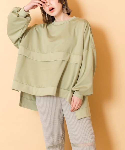 OSMOSIS（オズモーシス）の「ミニ裏毛ワイドプルオーバー（Tシャツ/カットソー・レディース・ライトパープル/ライトグレー/ライトカーキ/ブラック・ONE SIZE）」の3枚目の写真