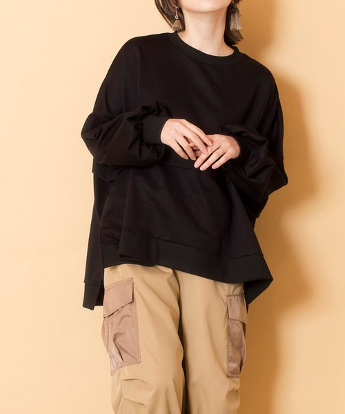 OSMOSIS（オズモーシス）の「ミニ裏毛ワイドプルオーバー（Tシャツ/カットソー・レディース・ライトパープル/ライトグレー/ライトカーキ/ブラック・ONE SIZE）」の2枚目の写真