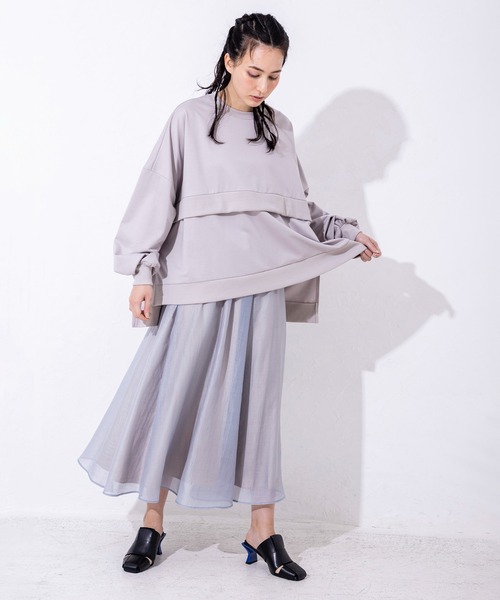 OSMOSIS（オズモーシス）の「ミニ裏毛ワイドプルオーバー（Tシャツ/カットソー・レディース・ライトパープル/ライトグレー/ライトカーキ/ブラック・ONE SIZE）」の5枚目の写真