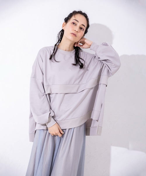 OSMOSIS（オズモーシス）の「ミニ裏毛ワイドプルオーバー（Tシャツ/カットソー・レディース・ライトパープル/ライトグレー/ライトカーキ/ブラック・ONE SIZE）」の18枚目の写真