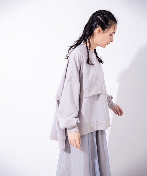 OSMOSIS（オズモーシス）の「ミニ裏毛ワイドプルオーバー（Tシャツ/カットソー・レディース・ライトパープル/ライトグレー/ライトカーキ/ブラック・ONE SIZE）」の21枚目の写真