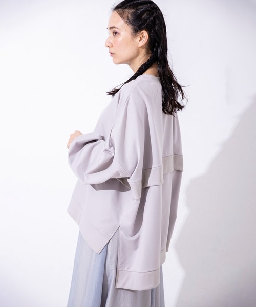 OSMOSIS（オズモーシス）の「ミニ裏毛ワイドプルオーバー（Tシャツ/カットソー・レディース・ライトパープル/ライトグレー/ライトカーキ/ブラック・ONE SIZE）」の8枚目の写真