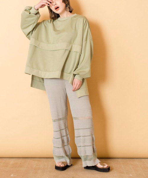 OSMOSIS（オズモーシス）の「ミニ裏毛ワイドプルオーバー（Tシャツ/カットソー・レディース・ライトパープル/ライトグレー/ライトカーキ/ブラック・ONE SIZE）」の13枚目の写真