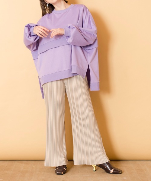 OSMOSIS（オズモーシス）の「ミニ裏毛ワイドプルオーバー（Tシャツ/カットソー・レディース・ライトパープル/ライトグレー/ライトカーキ/ブラック・ONE SIZE）」の22枚目の写真