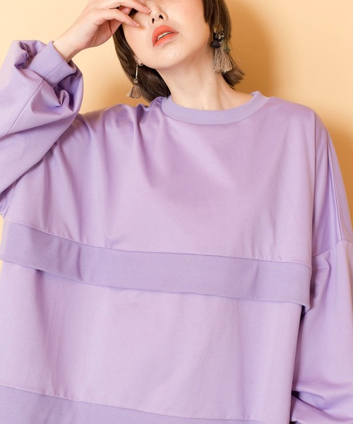 OSMOSIS（オズモーシス）の「ミニ裏毛ワイドプルオーバー（Tシャツ/カットソー・レディース・ライトパープル/ライトグレー/ライトカーキ/ブラック・ONE SIZE）」の9枚目の写真