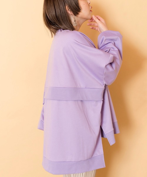 OSMOSIS（オズモーシス）の「ミニ裏毛ワイドプルオーバー（Tシャツ/カットソー・レディース・ライトパープル/ライトグレー/ライトカーキ/ブラック・ONE SIZE）」の12枚目の写真