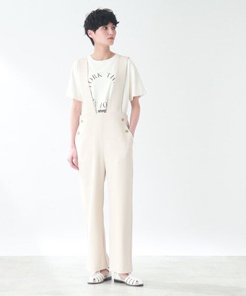 THE SHOP TK (ザ ショップ ティーケー )の「◆【1枚でサマになる/洗える】マリンテイストサロペット(サロペット/オーバーオール・レディース・ライトベージュ/ネイビー・12/13)」の2枚目の写真