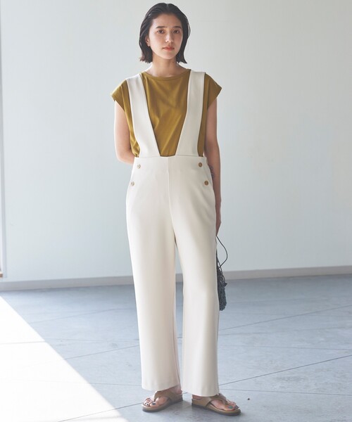 THE SHOP TK (ザ ショップ ティーケー )の「◆【1枚でサマになる/洗える】マリンテイストサロペット(サロペット/オーバーオール・レディース・ライトベージュ/ネイビー・12/13)」の3枚目の写真