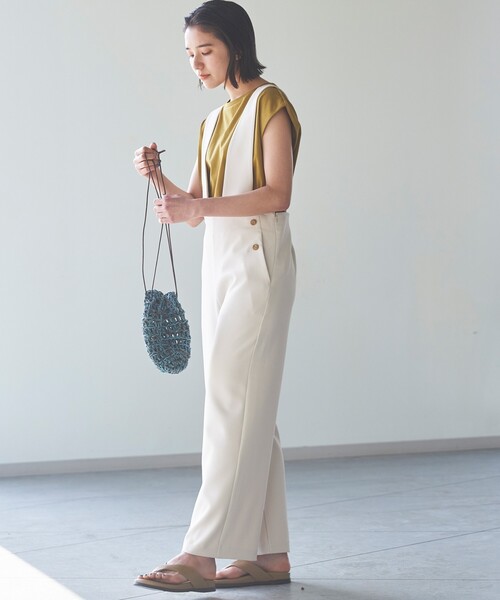 THE SHOP TK (ザ ショップ ティーケー )の「◆【1枚でサマになる/洗える】マリンテイストサロペット(サロペット/オーバーオール・レディース・ライトベージュ/ネイビー・12/13)」の4枚目の写真