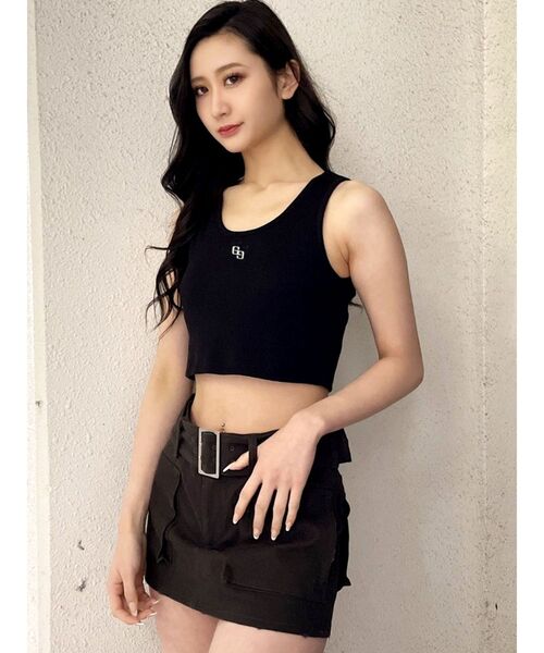 GYDA（ジェイダ）の「GG embroidery テレコタンクトップ（タンクトップ・レディース・ブラック/オフホワイト/グリーン・FREE）」の2枚目の写真