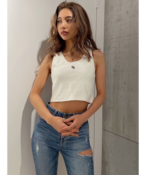 GYDA（ジェイダ）の「GG embroidery テレコタンクトップ（タンクトップ・レディース・ブラック/オフホワイト/グリーン・FREE）」の17枚目の写真