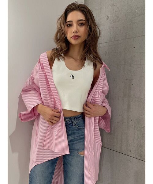 GYDA（ジェイダ）の「GG embroidery テレコタンクトップ（タンクトップ・レディース・ブラック/オフホワイト/グリーン・FREE）」の10枚目の写真