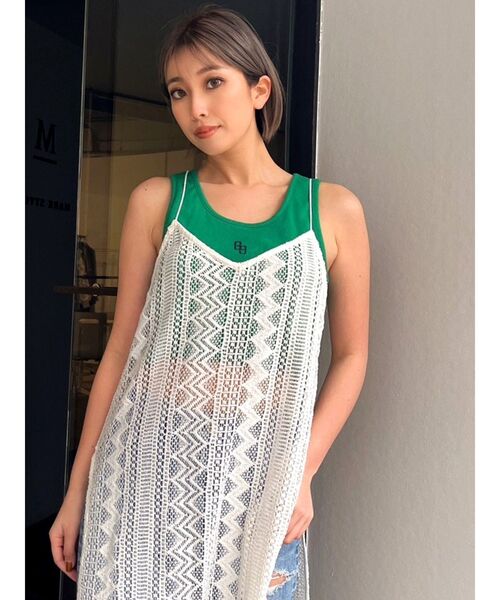 GYDA（ジェイダ）の「GG embroidery テレコタンクトップ（タンクトップ・レディース・ブラック/オフホワイト/グリーン・FREE）」の19枚目の写真