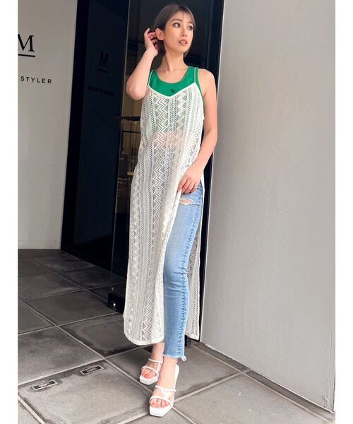 GYDA（ジェイダ）の「GG embroidery テレコタンクトップ（タンクトップ・レディース・ブラック/オフホワイト/グリーン・FREE）」の12枚目の写真