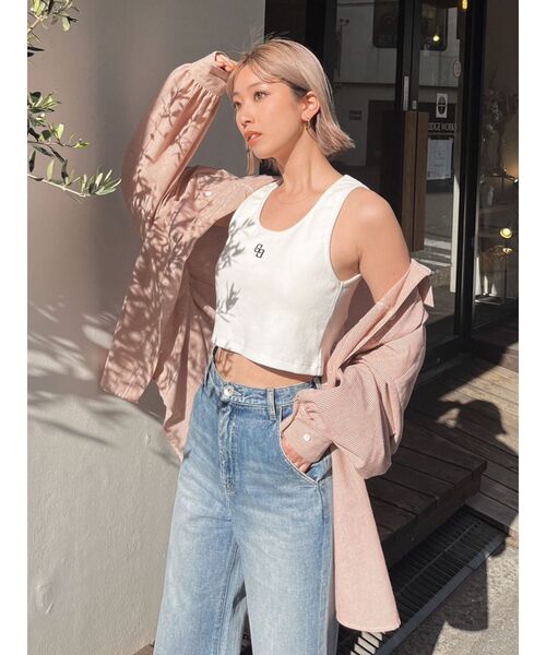 GYDA（ジェイダ）の「GG embroidery テレコタンクトップ（タンクトップ・レディース・ブラック/オフホワイト/グリーン・FREE）」の14枚目の写真