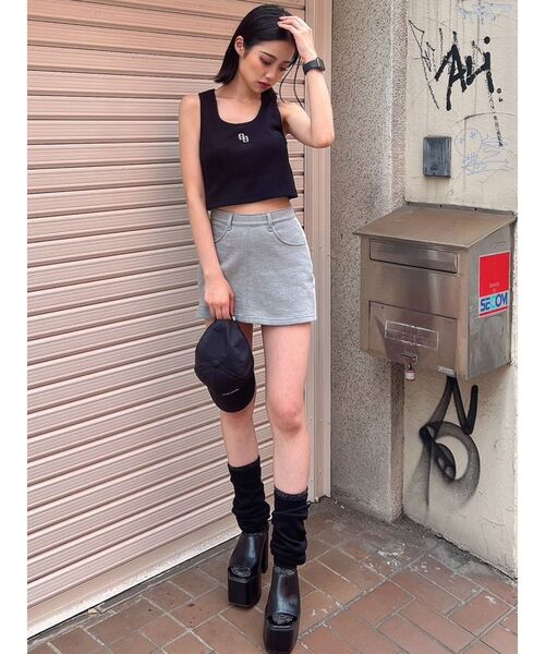 GYDA（ジェイダ）の「GG embroidery テレコタンクトップ（タンクトップ・レディース・ブラック/オフホワイト/グリーン・FREE）」の8枚目の写真