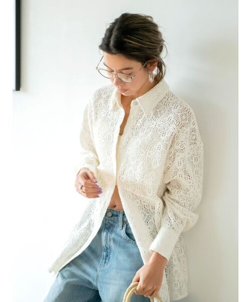 Ungrid(アングリッド)の「レースルーズシャツ(シャツ/ブラウス・レディース・オフホワイト/オレンジ系その他・FREE)」の6枚目の写真