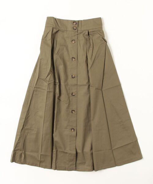 ONE DAY KMC (ワンデイケーエムシー)の「ONE DAY select / Front Button Box Tuck Flare Skirt(スカート・レディース・カーキ・FREE)」の1枚目の写真