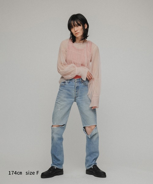 M TO R（ムウトアール）の「［BLOUSE］SHIRRED TULLE BLOUSE（シャツ/ブラウス・レディース・ブラック/ピンク/イエロー/モスグリーン・FREE）」の16枚目の写真