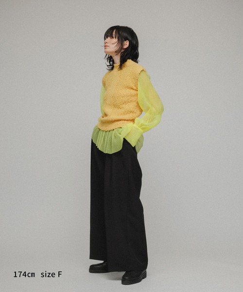 M TO R（ムウトアール）の「［BLOUSE］SHIRRED TULLE BLOUSE（シャツ/ブラウス・レディース・ブラック/ピンク/イエロー/モスグリーン・FREE）」の5枚目の写真